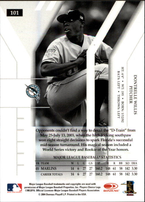 2004 Donruss Elite Extra Edition #101 Dontrelle Willis back image
