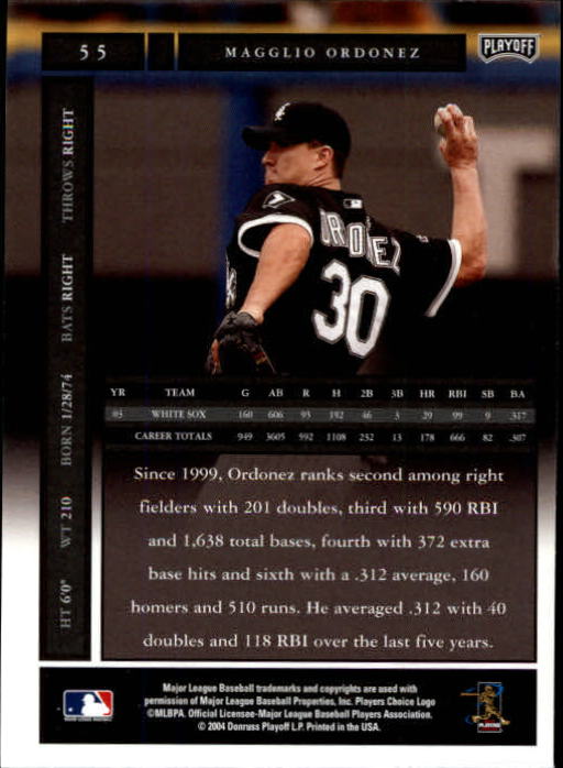 2004 Playoff Honors #55 Magglio Ordonez back image