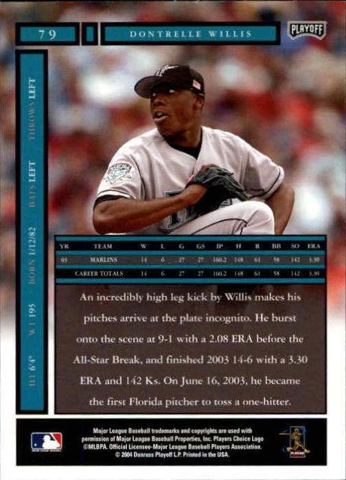2004 Playoff Honors #79 Dontrelle Willis back image