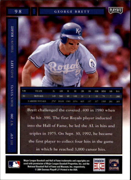2004 Playoff Honors #98 George Brett back image