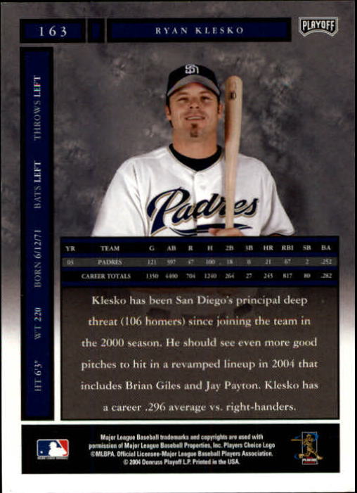 2004 Playoff Honors #163 Ryan Klesko back image