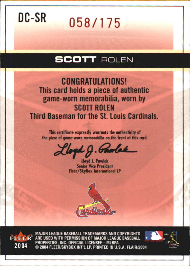 2004 Flair Diamond Cuts Game Used Red #SR Scott Rolen back image