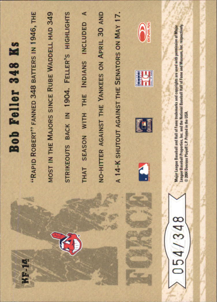 2004 Leaf Certified Cuts K-Force #14 Bob Feller/348 back image