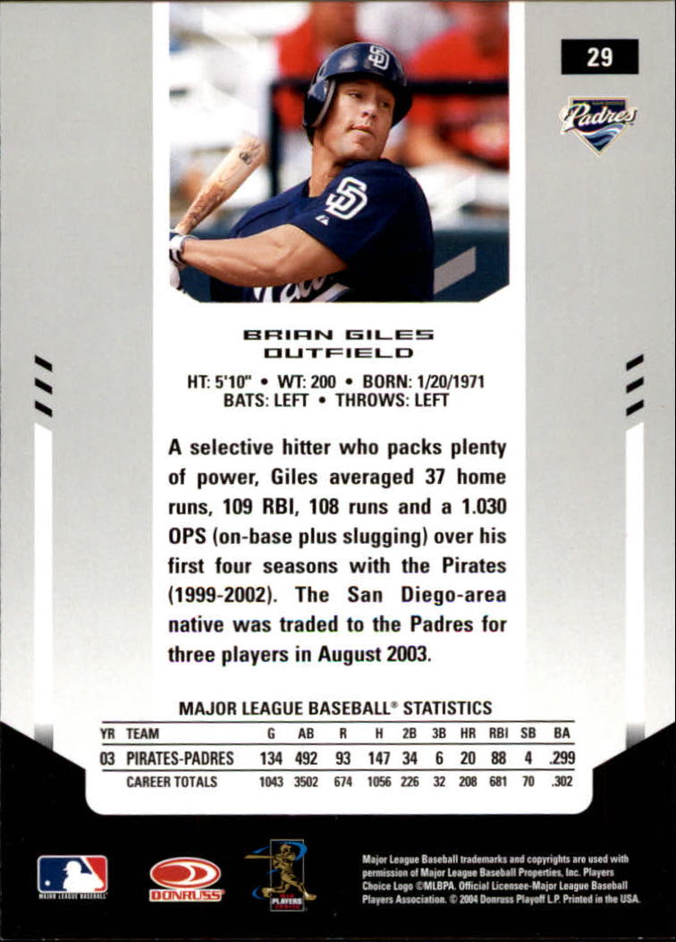 2004 Leaf Certified Materials #29 Brian Giles back image