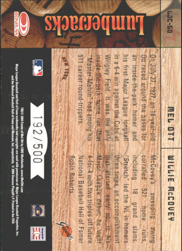 2004 Leaf Limited Lumberjacks #50 M.Ott/W.McCovey back image