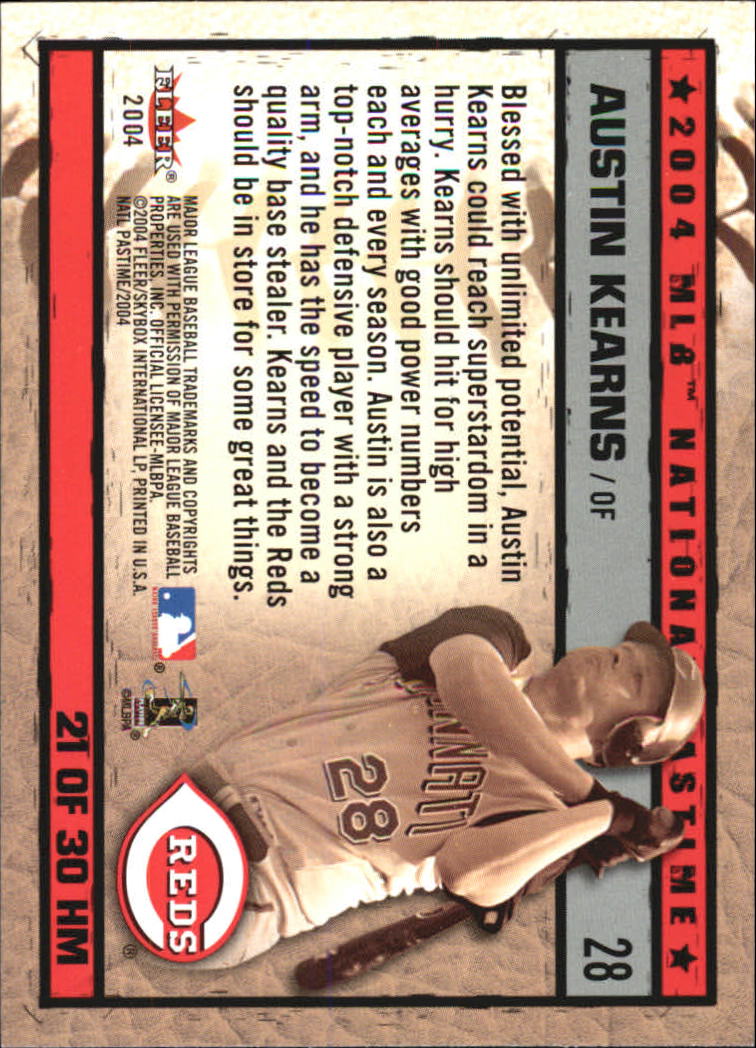 2004 National Pastime History in the Making #21 Austin Kearns back image