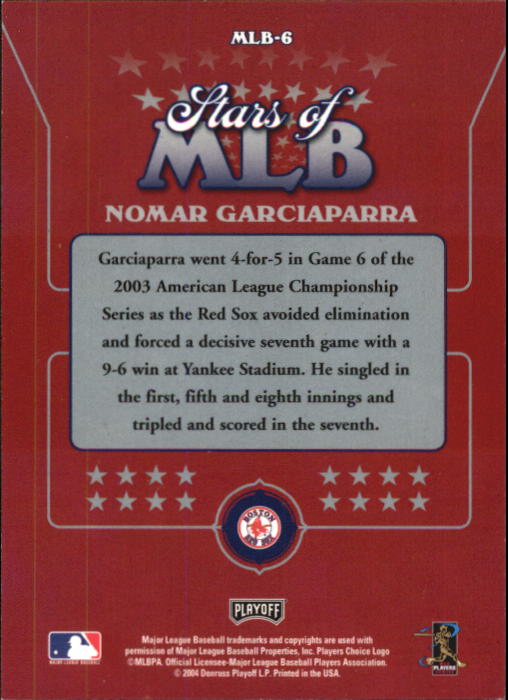 2004 Playoff Prestige Stars of MLB #6 Nomar Garciaparra back image