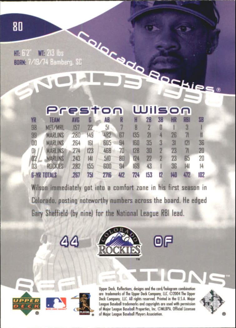 2004 Reflections #80 Preston Wilson back image