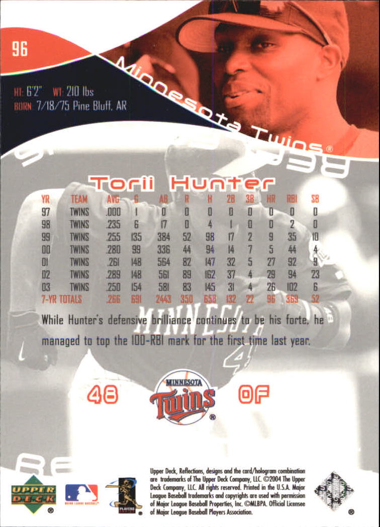 2004 Reflections #96 Torii Hunter back image