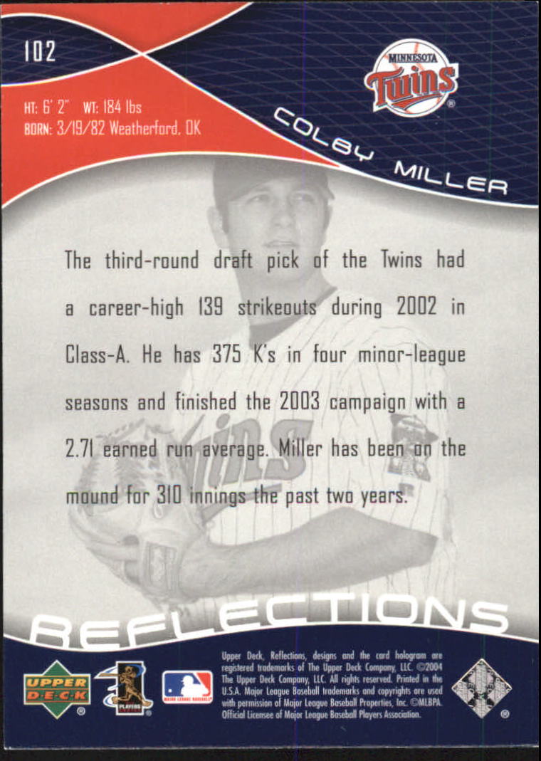 2004 Reflections #102 Colby Miller RC back image
