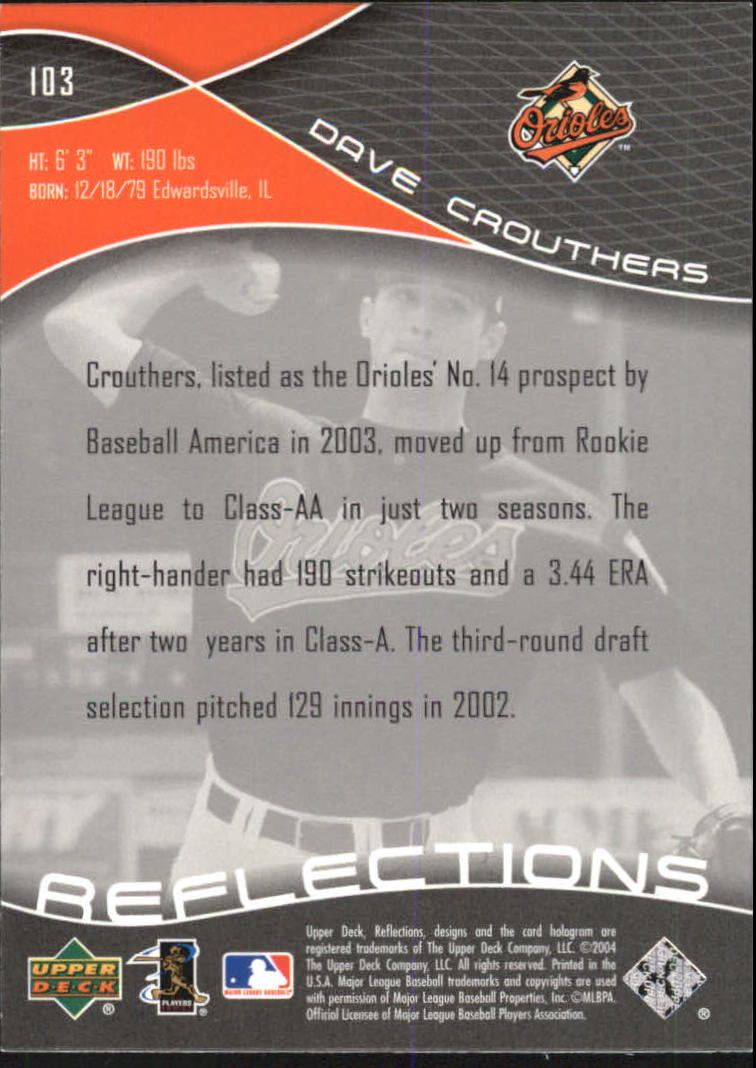 2004 Reflections #103 Dave Crouthers RC back image