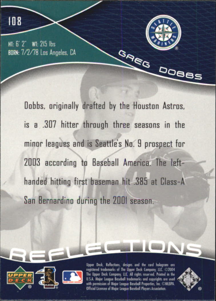 2004 Reflections #108 Greg Dobbs RC back image