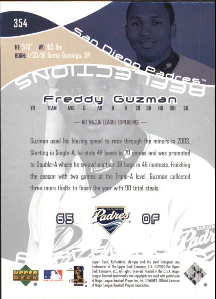 2004 Reflections #354 Freddy Guzman RC back image