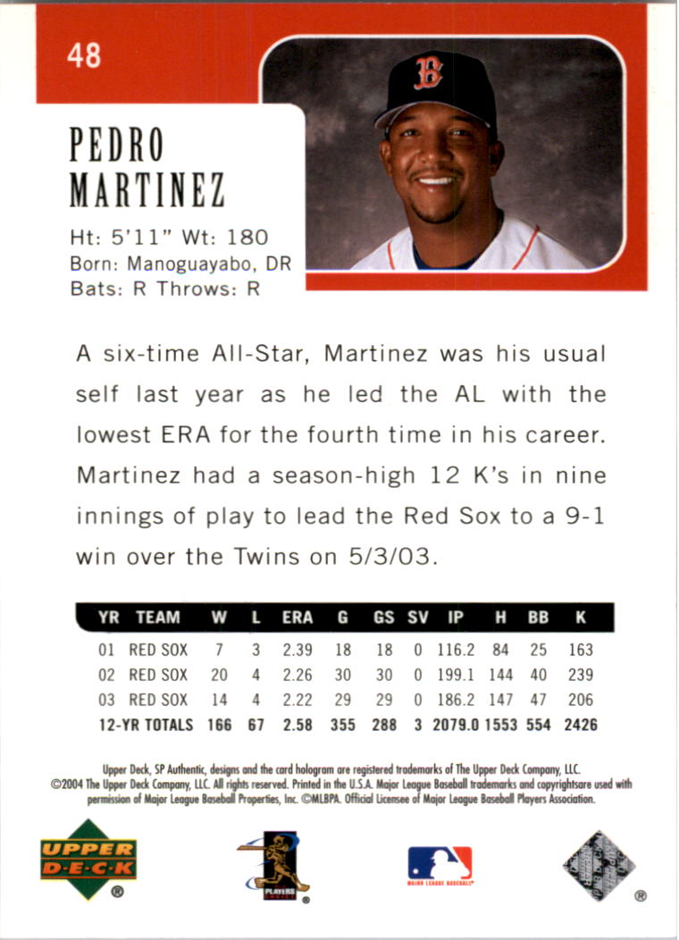 2004 SP Authentic #48 Pedro Martinez back image