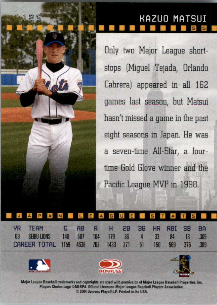 2004 Upper Deck Play Ball #183B Kazuo Matsui RC - NM-MT - The Dugout  Sportscards & Comics