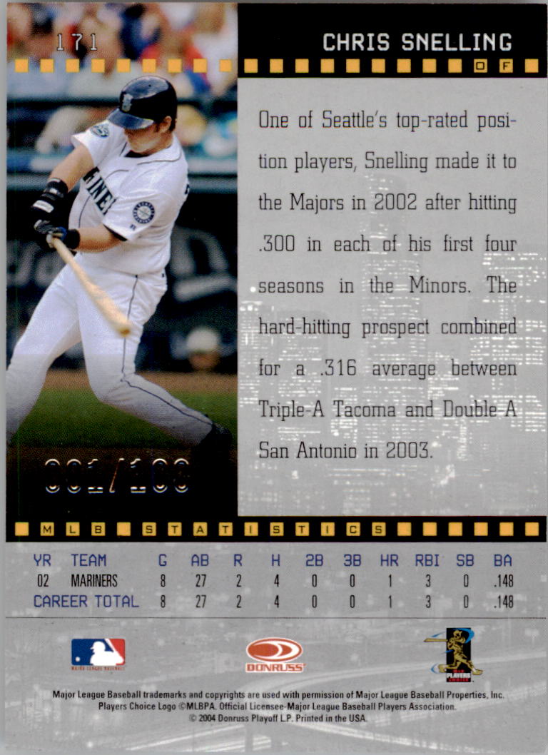 2004 Studio Proofs Silver #171 Chris Snelling back image