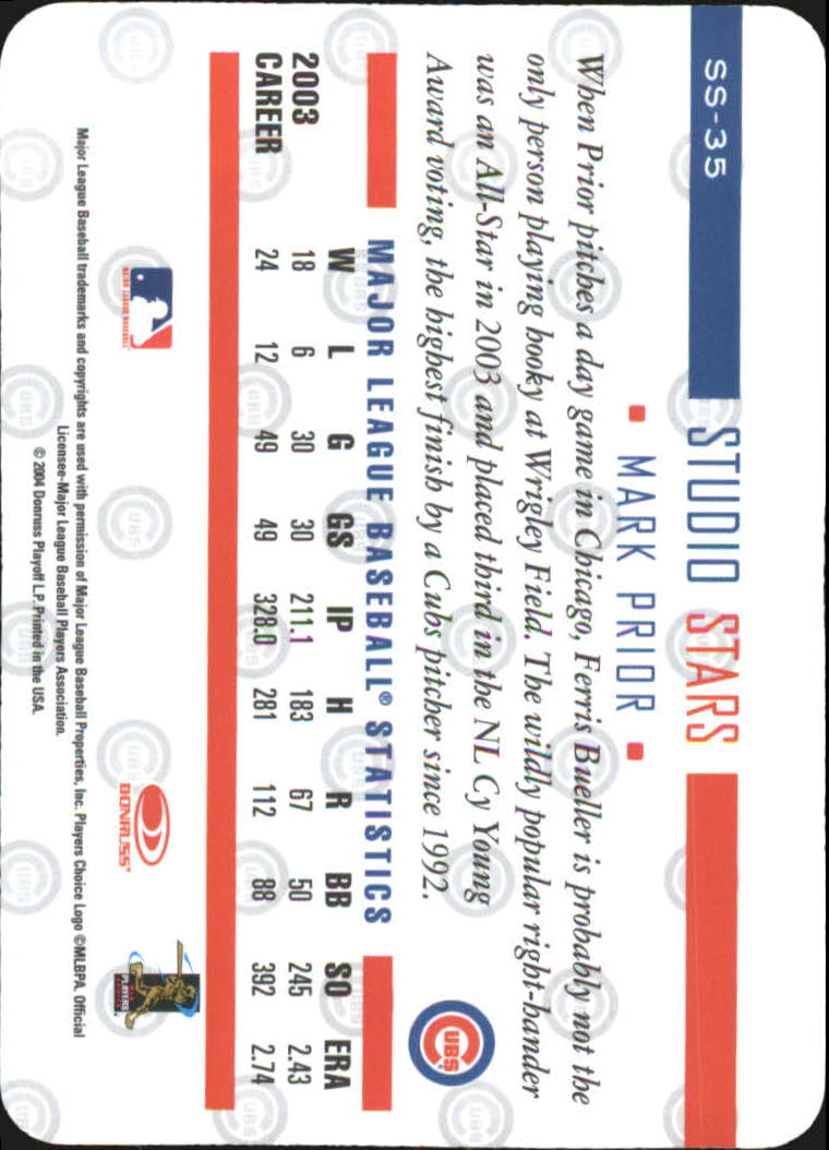 2004 Studio Stars #SS35 Mark Prior back image