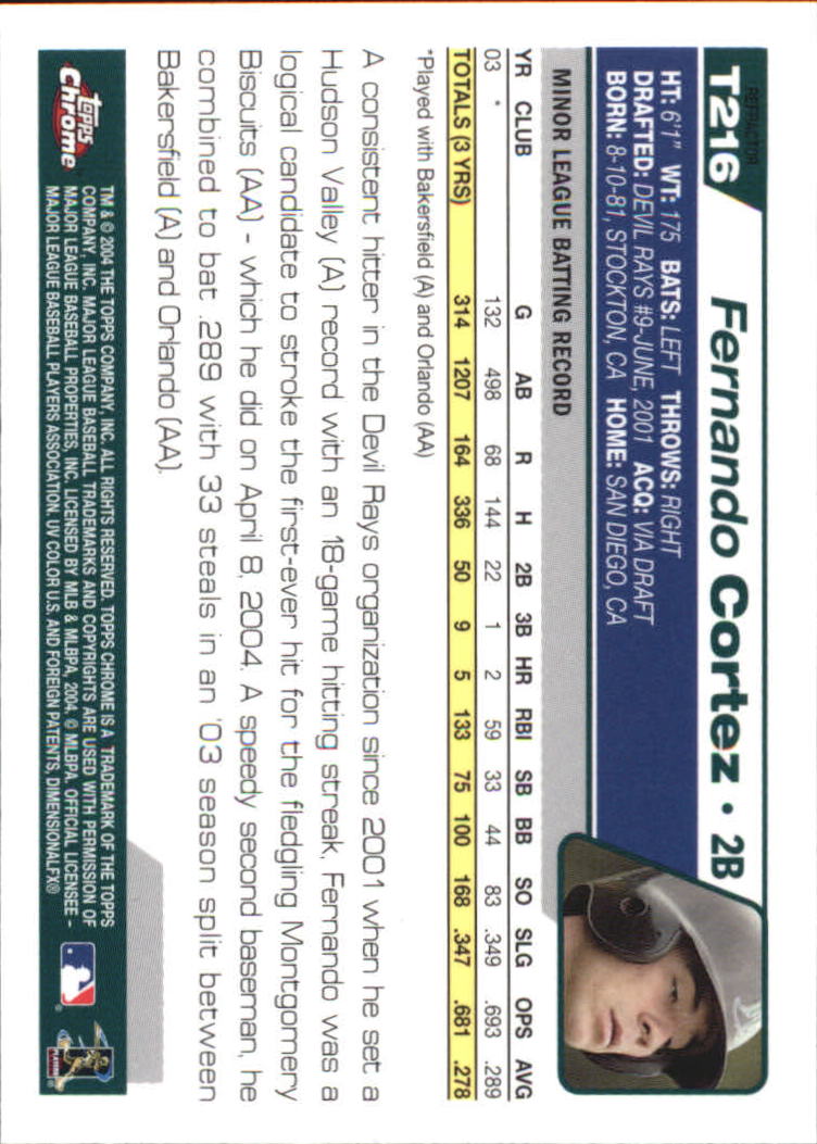 2004 Topps Chrome Traded Refractors #T216 Fernando Cortez FY