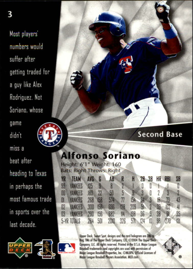 2004 Sweet Spot #3 Alfonso Soriano - NM-MT - THE COLLECTOR'S FRIEND