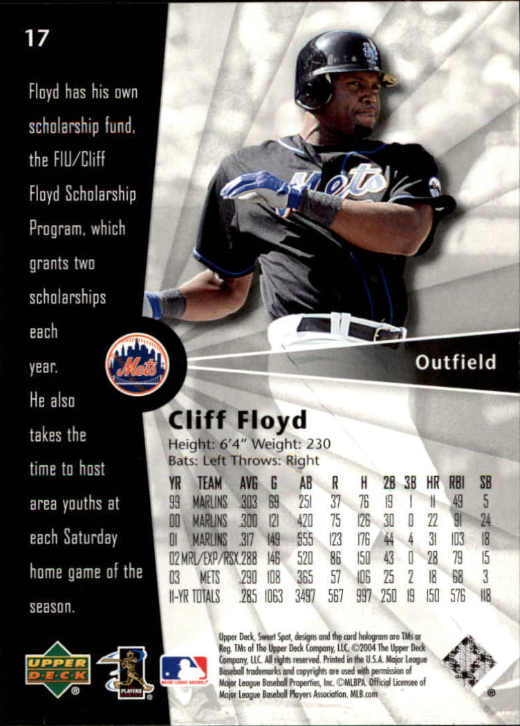 2004 Sweet Spot #17 Cliff Floyd back image