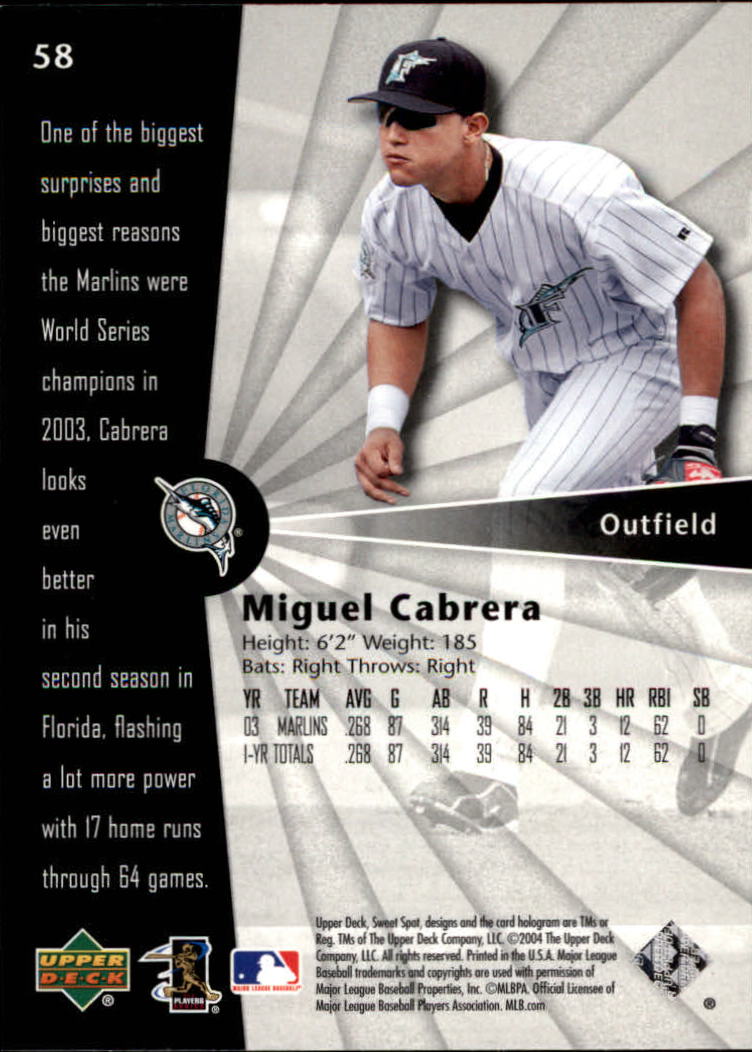 2004 Sweet Spot #58 Miguel Cabrera back image