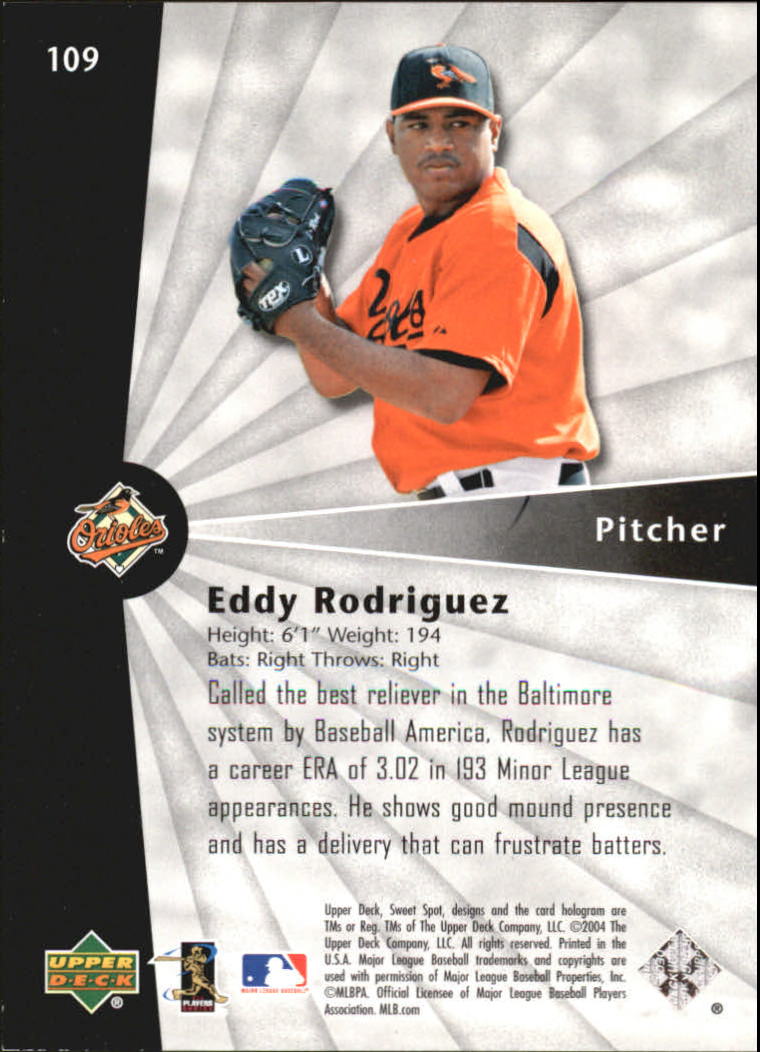 2004 Sweet Spot #109 Eddy Rodriguez SB RC back image