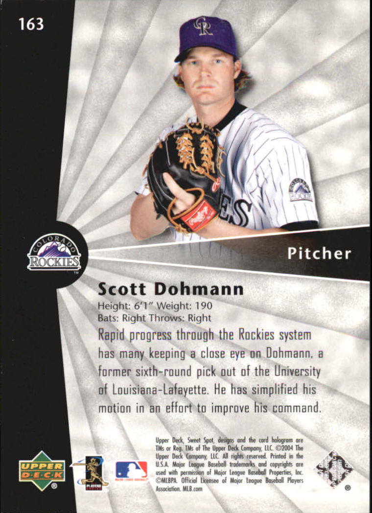 2004 Sweet Spot #163 Scott Dohmann SB RC back image