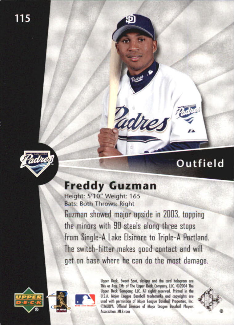 2004 Sweet Spot Wood #115 Freddy Guzman SB back image