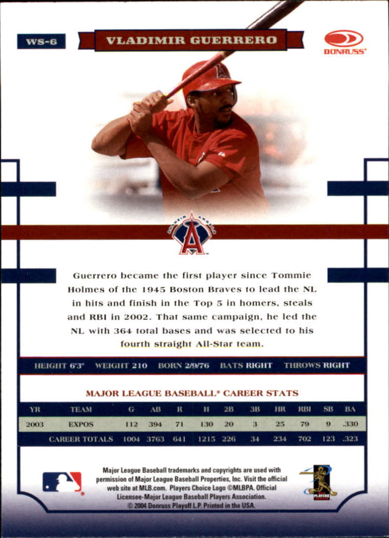2004 Donruss World Series #6 Vladimir Guerrero back image