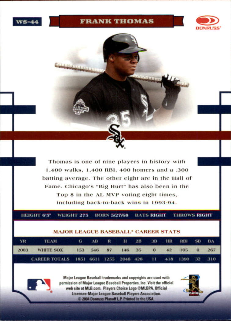 2004 Donruss World Series #44 Frank Thomas back image