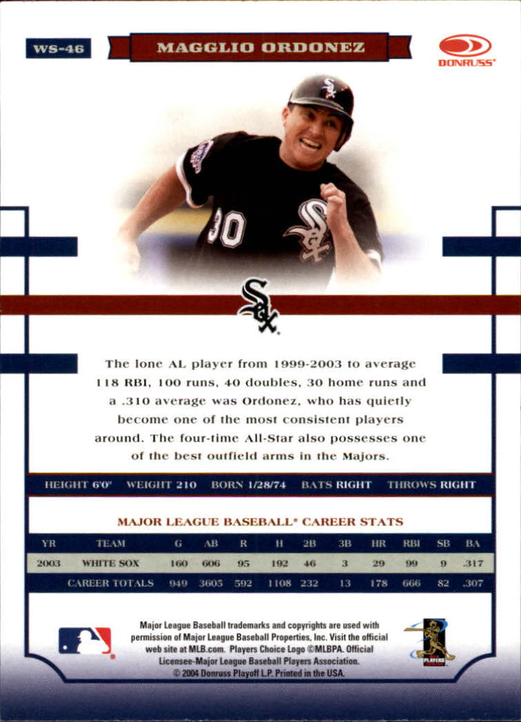 2004 Donruss World Series #46 Magglio Ordonez back image