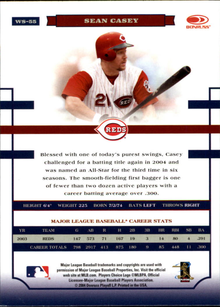 2004 Donruss World Series #55 Sean Casey back image