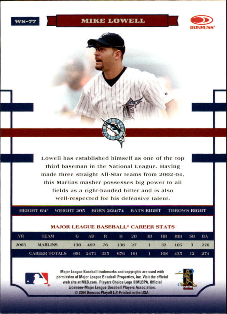2004 Donruss World Series #77 Mike Lowell back image