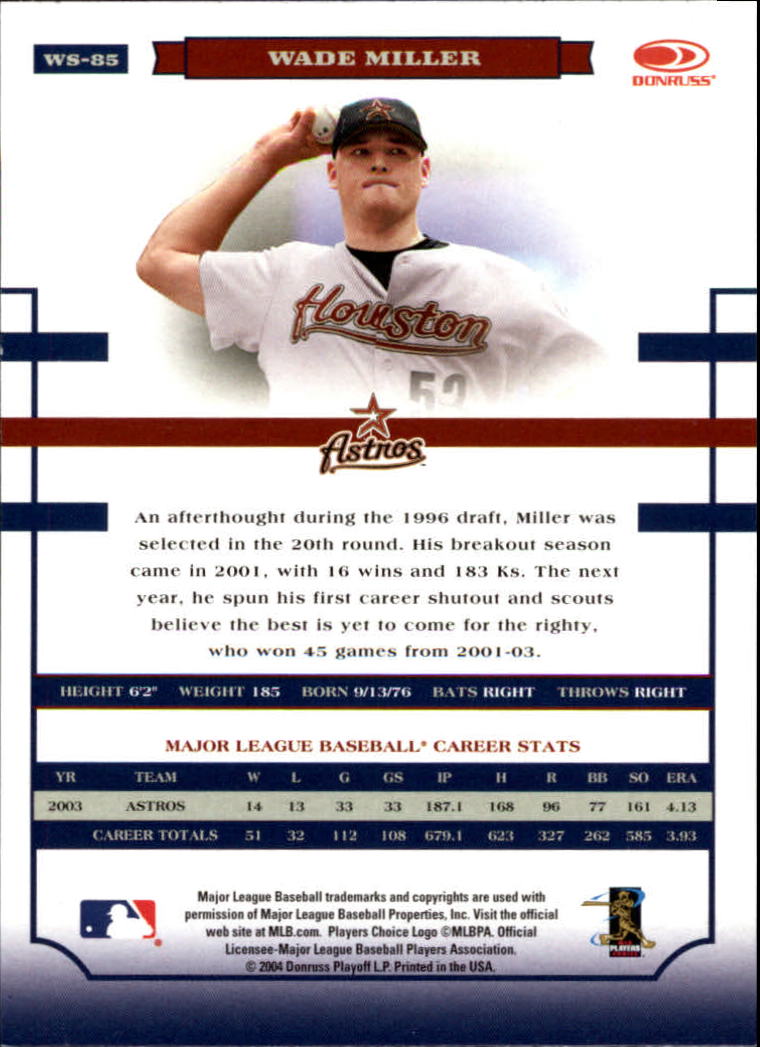 2004 Donruss World Series #85 Wade Miller back image