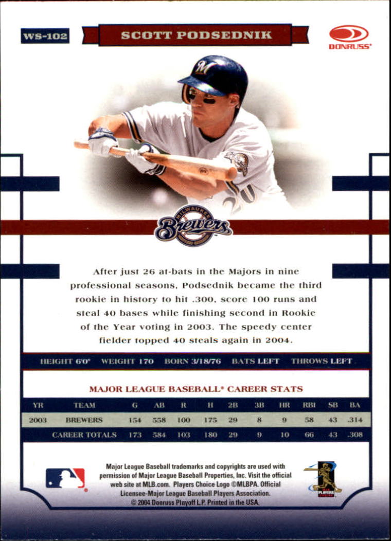 2004 Donruss World Series #102 Scott Podsednik back image