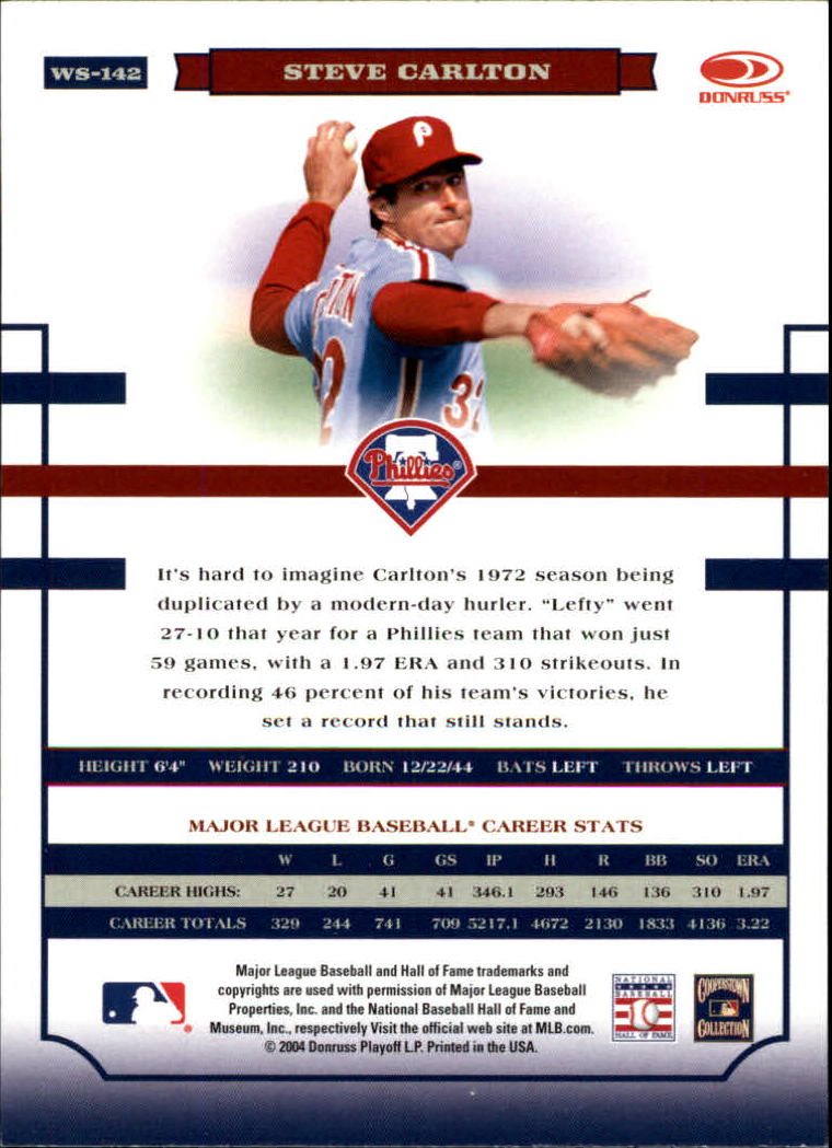 2004 Donruss World Series #142 Steve Carlton back image
