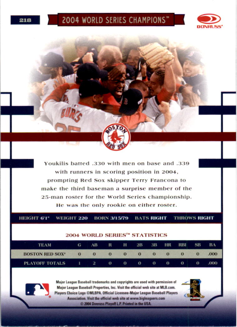 2004 Donruss World Series #218 Kevin Youkilis WSC - NM-MT - Card