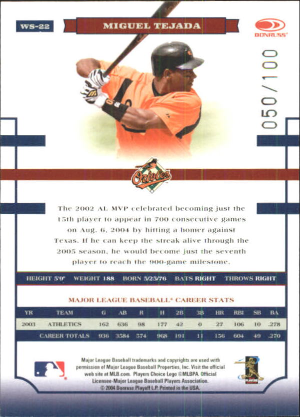 Donruss World Series HoloFoil 2004 #d/100 tú eliges - Imagen 19 de 69