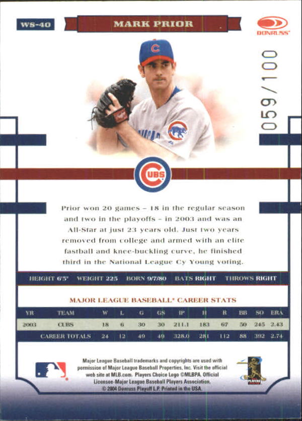 Donruss World Series HoloFoil 2004 #d/100 tú eliges - Imagen 21 de 69