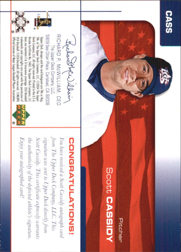 2004 USA Baseball 25th Anniversary Signatures Black Ink #CASS Scott Cassidy/360 back image