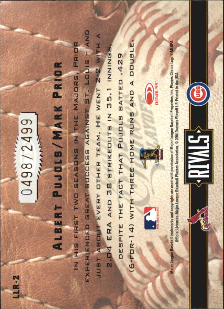 2004 Leather and Lumber Rivals #2 M.Prior/A.Pujols back image