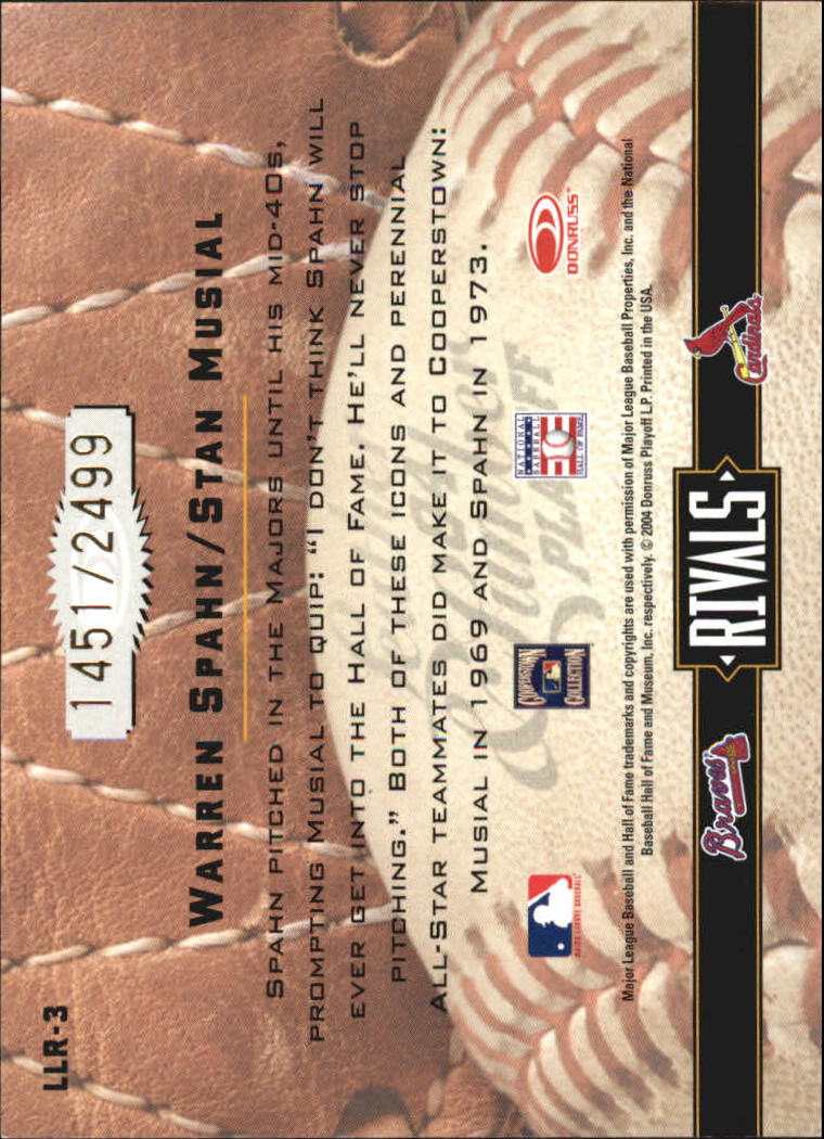2004 Leather and Lumber Rivals #3 W.Spahn/S.Musial back image