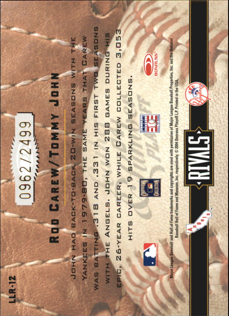2004 Leather and Lumber Rivals #12 T.John/R.Carew back image