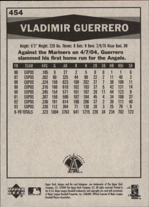 2004 Upper Deck Vintage #454 Vladimir Guerrero