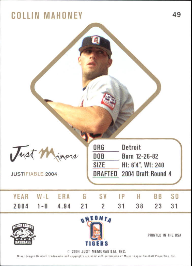 2004 Justifiable #49 Collin Mahoney back image