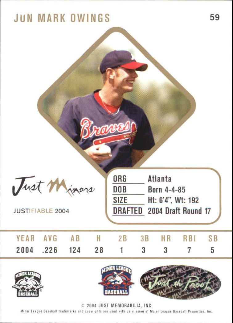 2004 Justifiable Autographs #59 Jon Mark Owings/325 * back image
