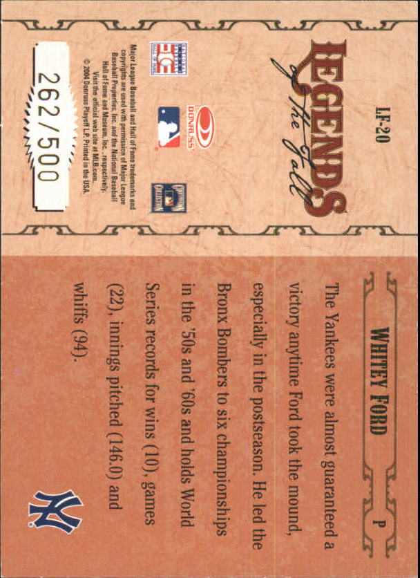 2004 Donruss World Series Baseball "Fans of the Game/Legends Fall" Insert Cards - Photo 11/13
