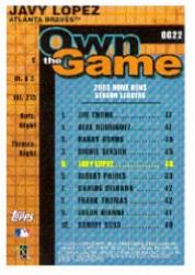 2004 Topps Own the Game #22 Javy Lopez back image