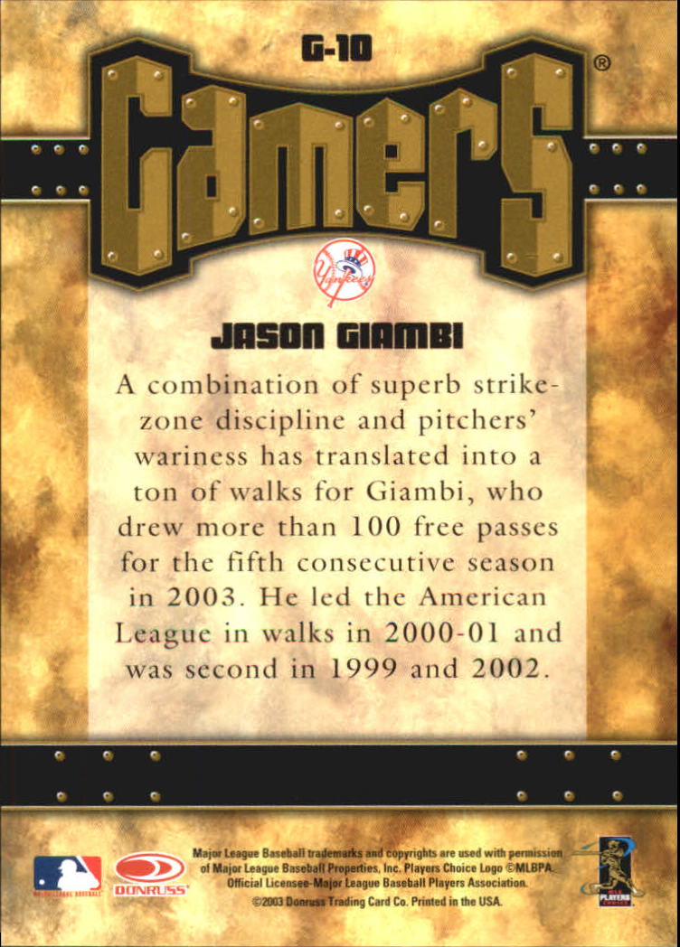 2004 Leaf Baseball "Gamers" Insert Cards - Picture 9 of 15