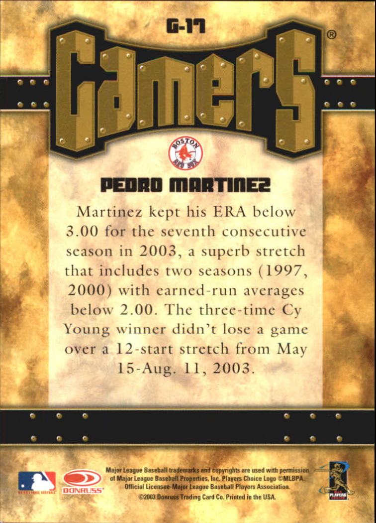 2004 Leaf Gamers #17 Pedro Martinez back image